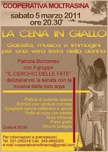 5 marzo : CENA IN GIALLO a Moltrasio (CO)