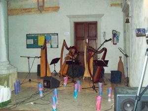 la prima parte del concerto : Patrizia Borromeo, arpa celtica e voce