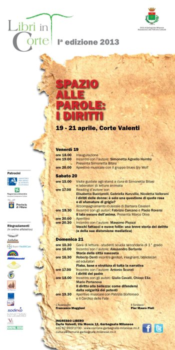 Libri in Corte : il programma dei tre giorni Libri in Corte : il programma dei tre giorni